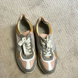 Steve Madden platform shoes. Pink, yellow and grey. WORN! But good condition